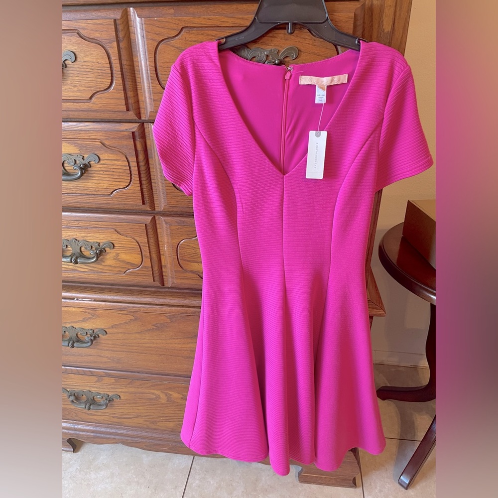 Hutch Anthropologie Pink Fit/Flare Ribbed Knit Dress NWT Size XS